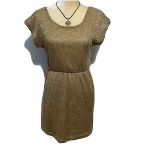 Lily Rose NWT Gold Mettalic Mini Dress Women S
